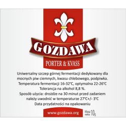 Drożdże piwowarskie Drożdże Gozdawa PORTER & KVASS kwas chlebowy podpiwek waga 10g
